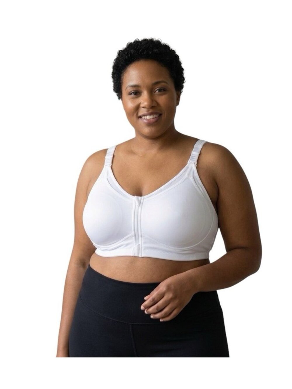 RosyLift Wireless Support Bra White Front Zip Full Coverage 5XL Plus Size